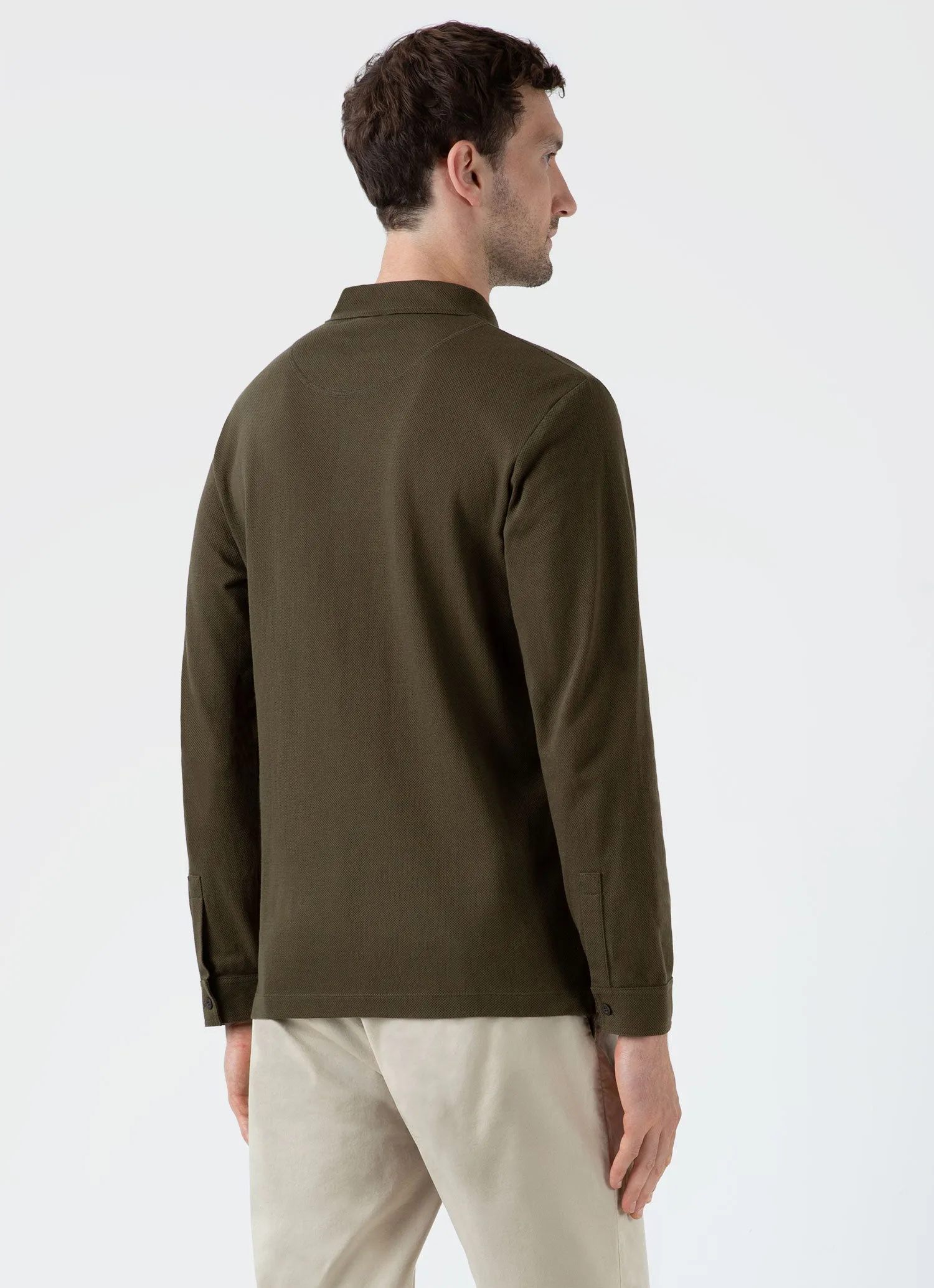 Men's Long Sleeve Riviera Polo Shirt in Dark Olive