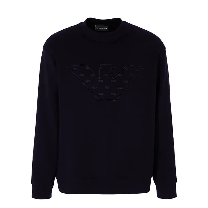 Men's Navy Blue Eagle Embroidered Sweatshirt