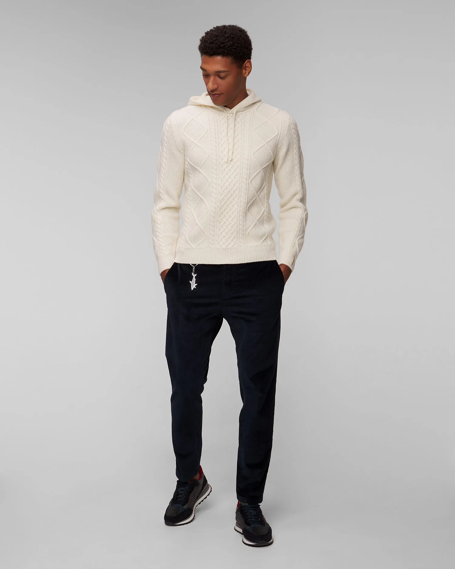 Men’s white woolen sweater with a hood Paul&Shark Knitted 14311055-469