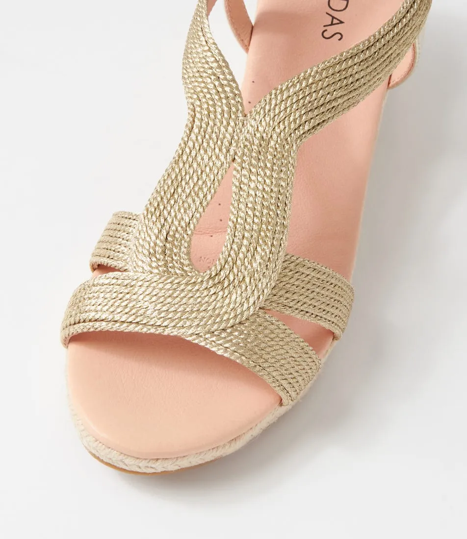 MIDAS Haleb Pale Gold Rope Leather Espadrilles