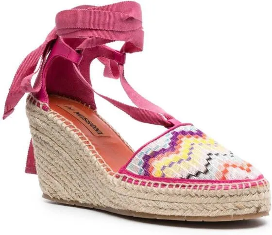 Missoni zigzag-woven wedge espadrilles Pink