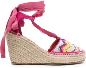 Missoni zigzag-woven wedge espadrilles Pink