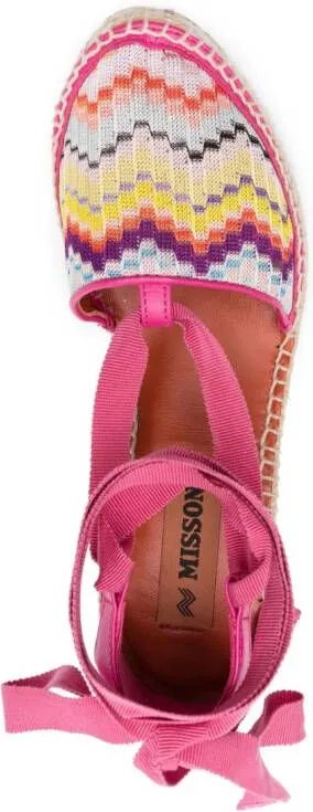 Missoni zigzag-woven wedge espadrilles Pink