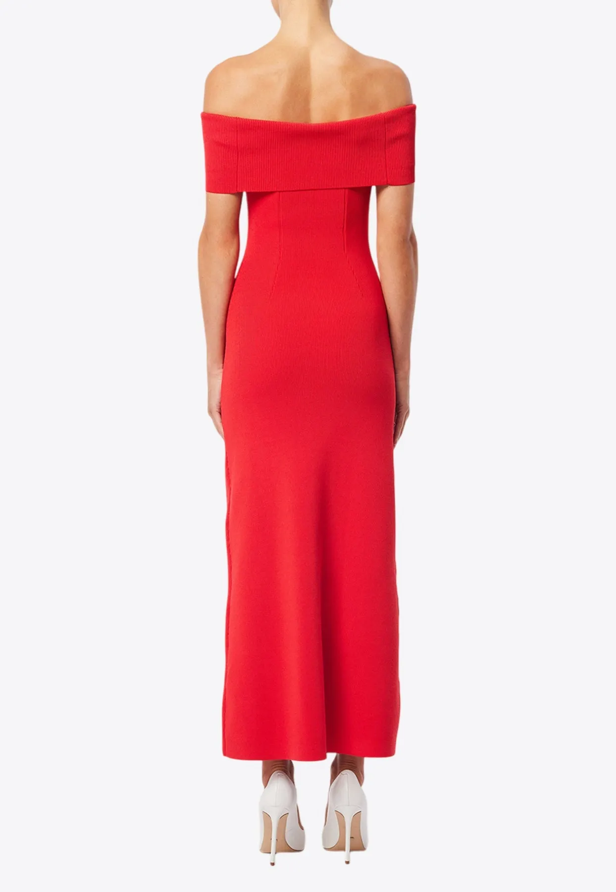 Monaco Off-Shoulder Crepe Midi Dress