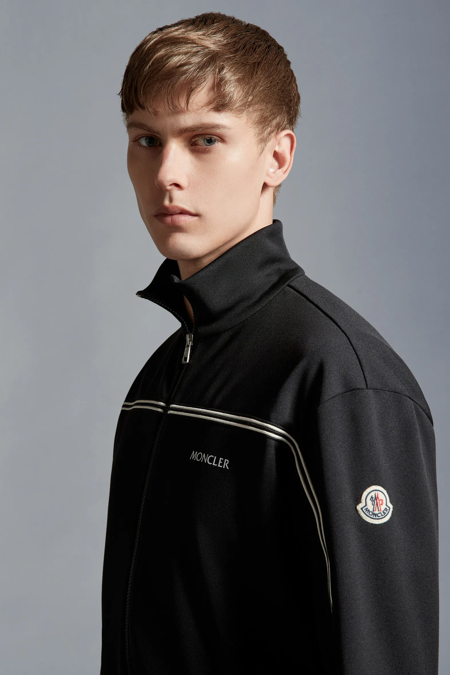 MONCLER Triacetate Sweatshirt with Zip-Up Front