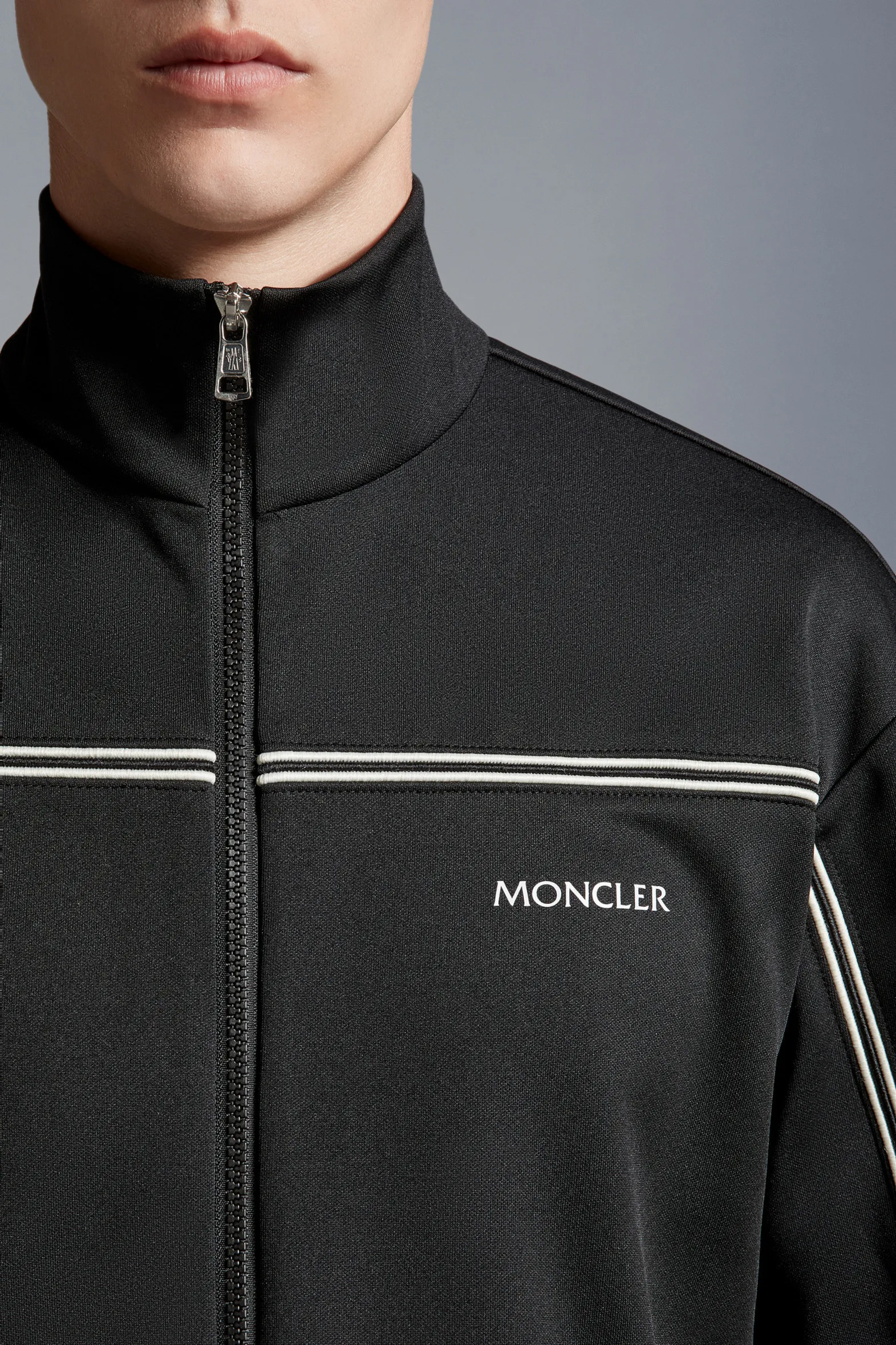 MONCLER Triacetate Sweatshirt with Zip-Up Front