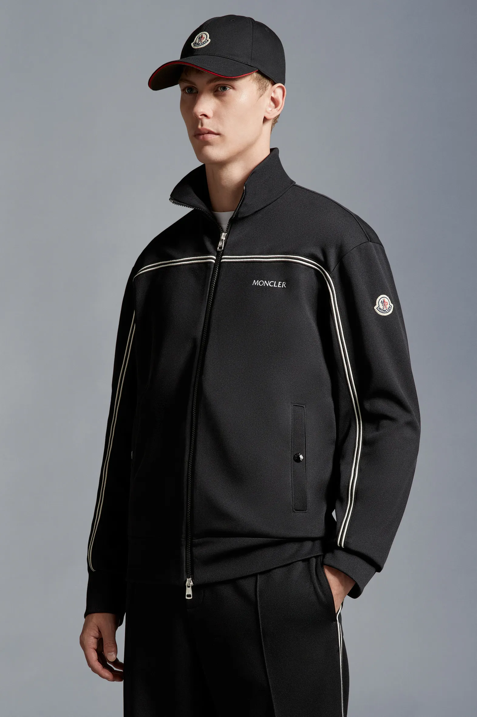 MONCLER Triacetate Sweatshirt with Zip-Up Front