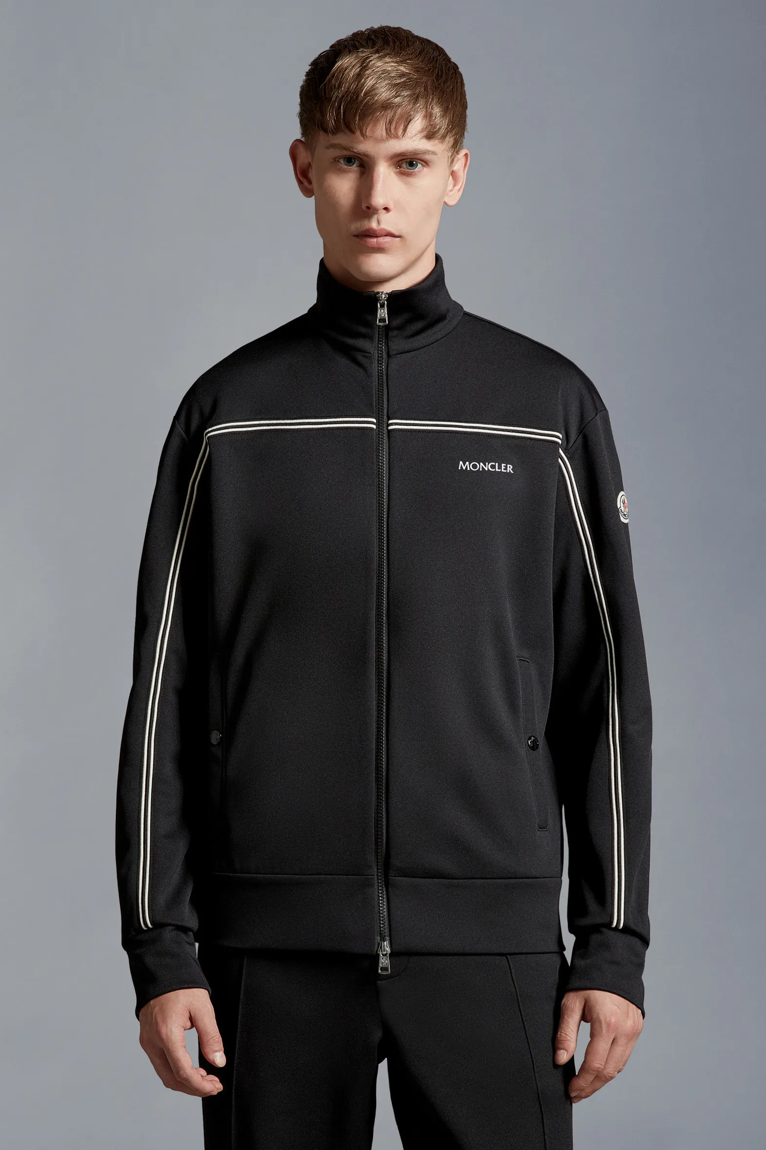 MONCLER Triacetate Sweatshirt with Zip-Up Front