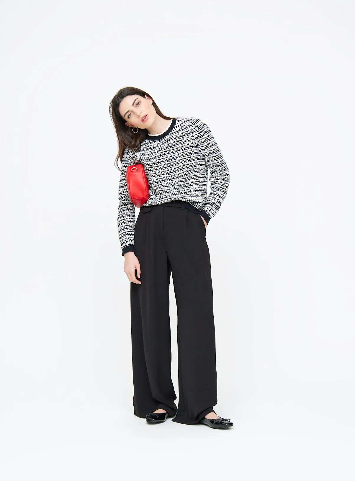 Monochrome Stitch Stripe Cropped Jumper 18 - Shop Jumpers at Tu