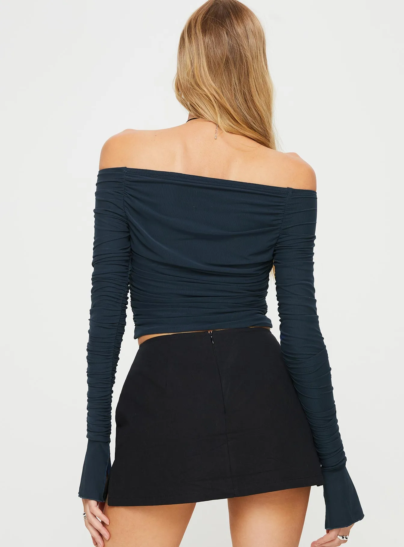 Moreno Navy Off Shoulder Top