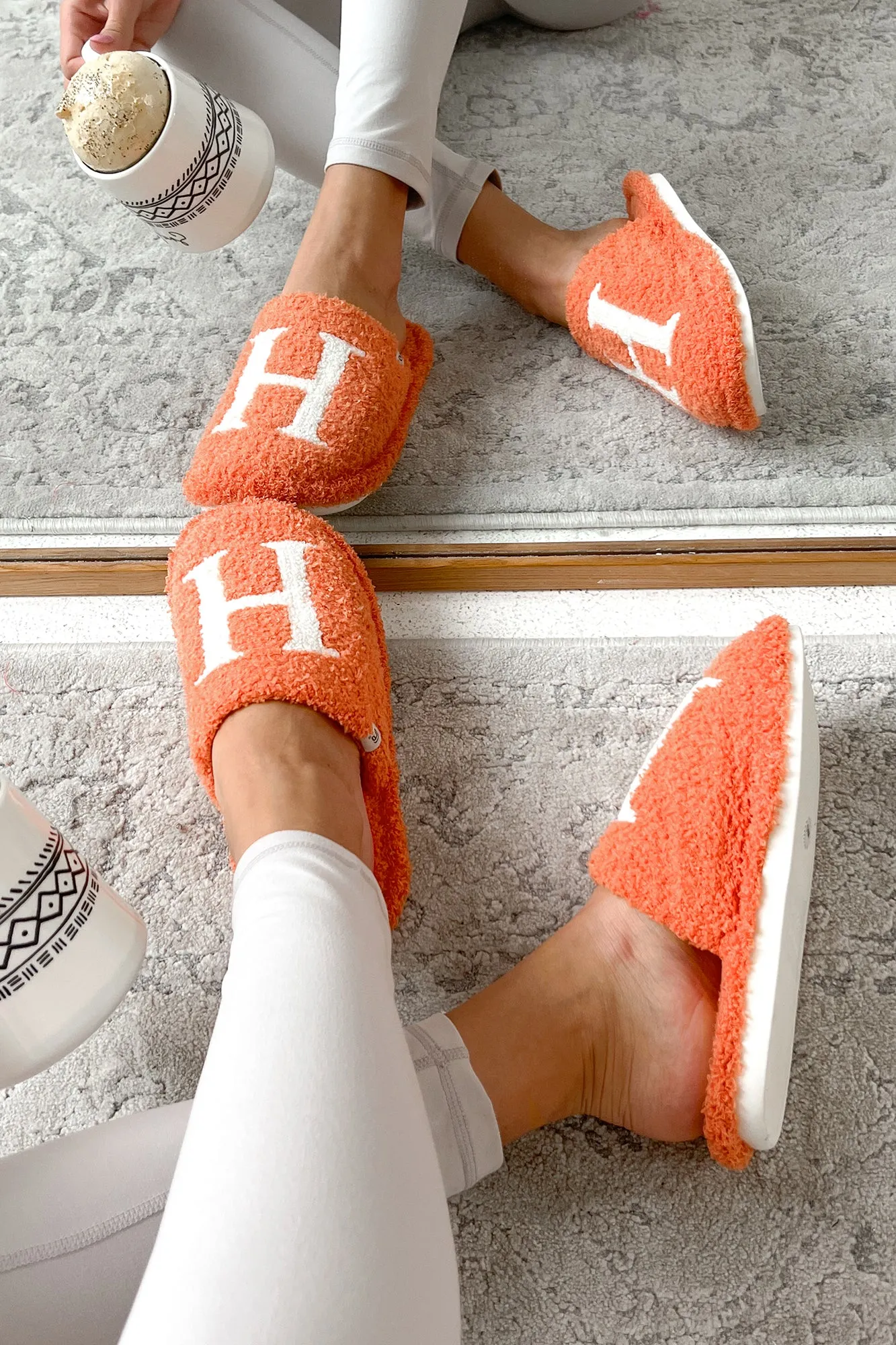 My Bedtime Glam Fuzzy H Slippers (Orange)