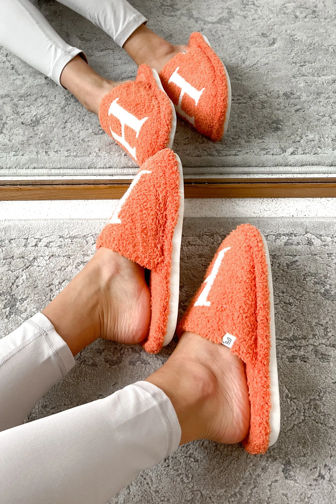 My Bedtime Glam Fuzzy H Slippers (Orange)