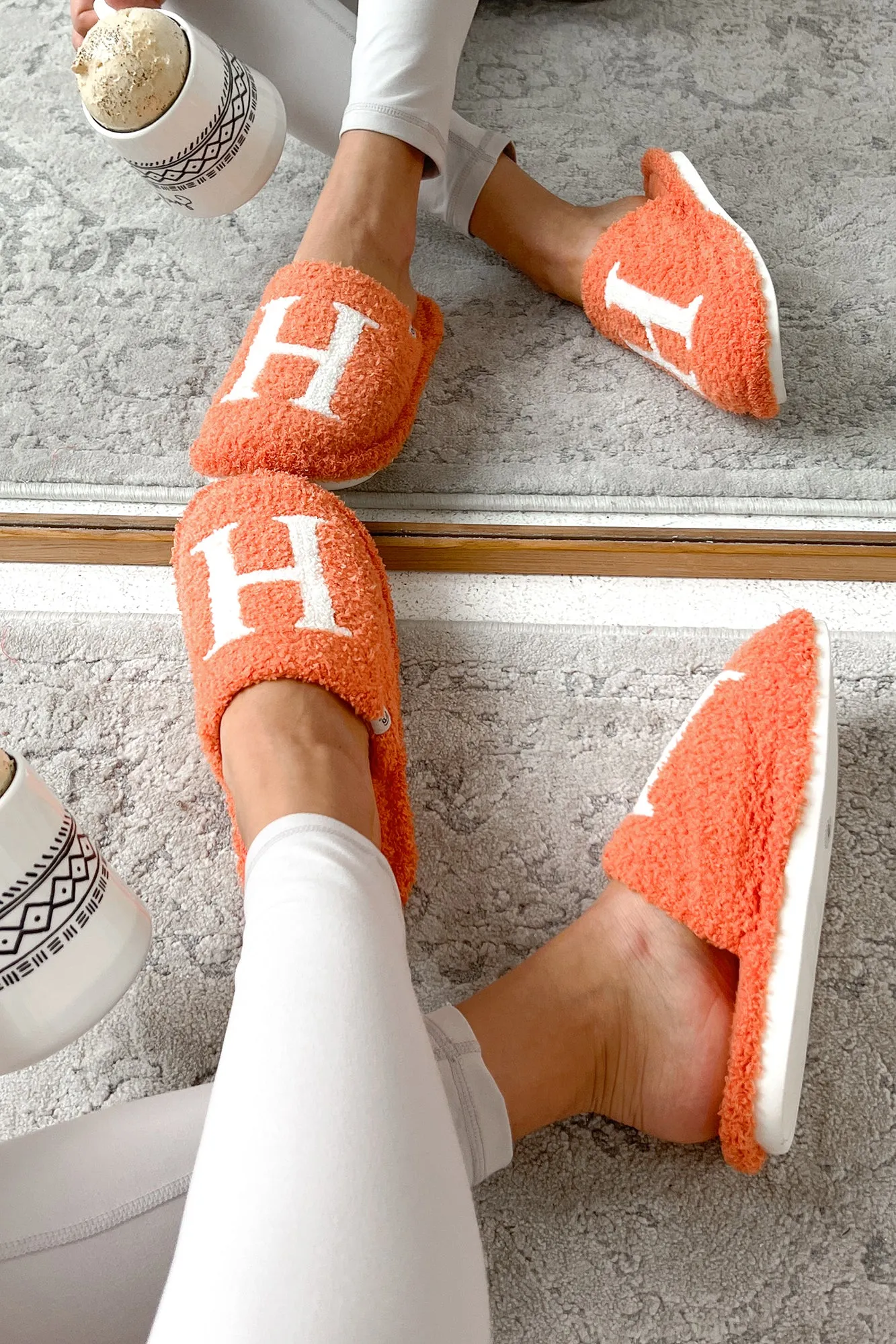 My Bedtime Glam Fuzzy H Slippers (Orange)