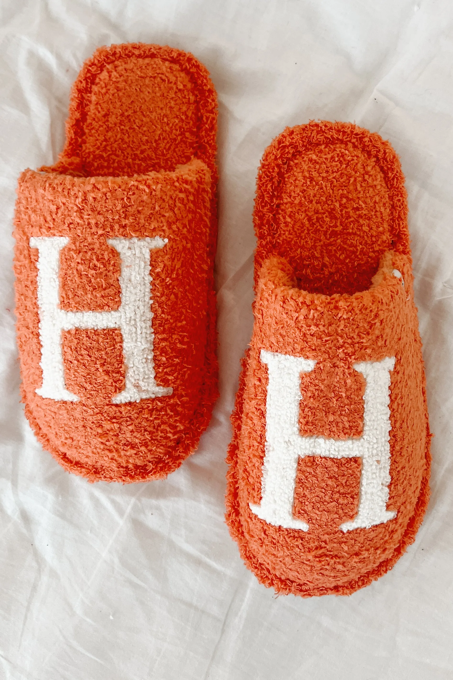 My Bedtime Glam Fuzzy H Slippers (Orange)