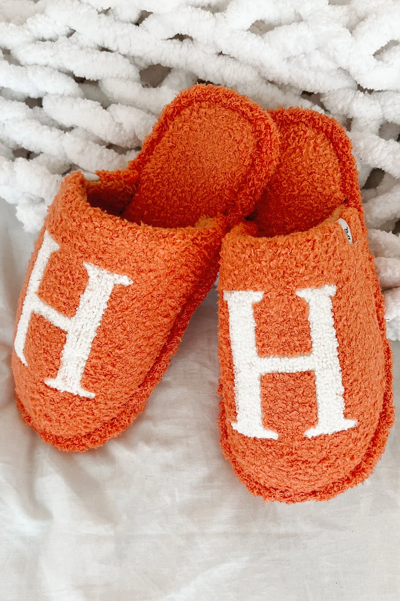 My Bedtime Glam Fuzzy H Slippers (Orange)