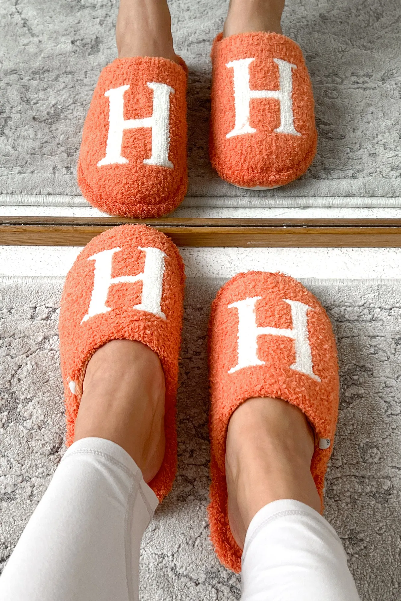 My Bedtime Glam Fuzzy H Slippers (Orange)