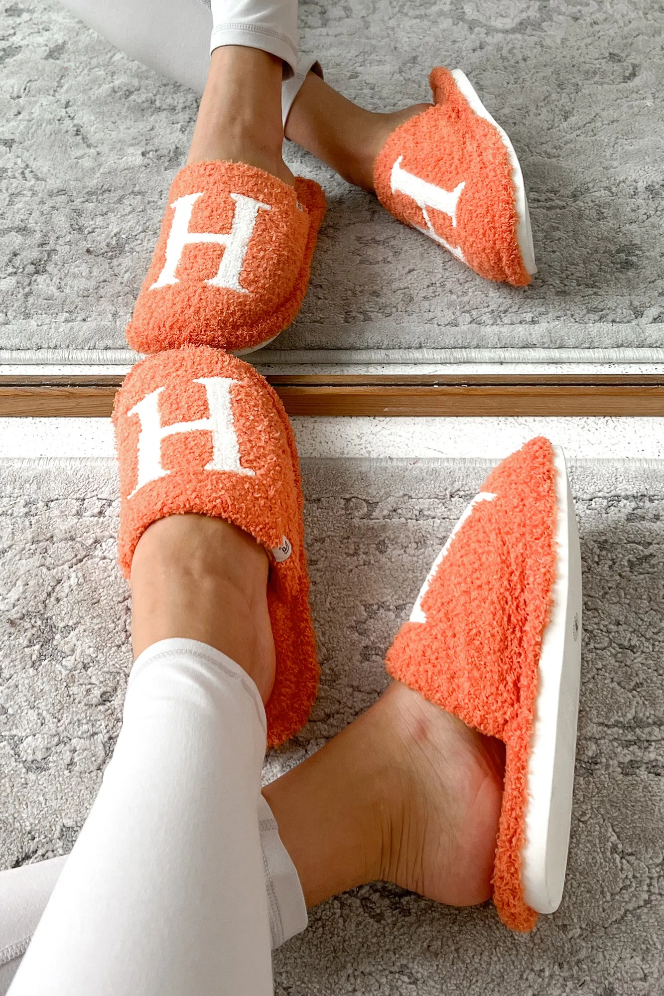 My Bedtime Glam Fuzzy H Slippers (Orange)