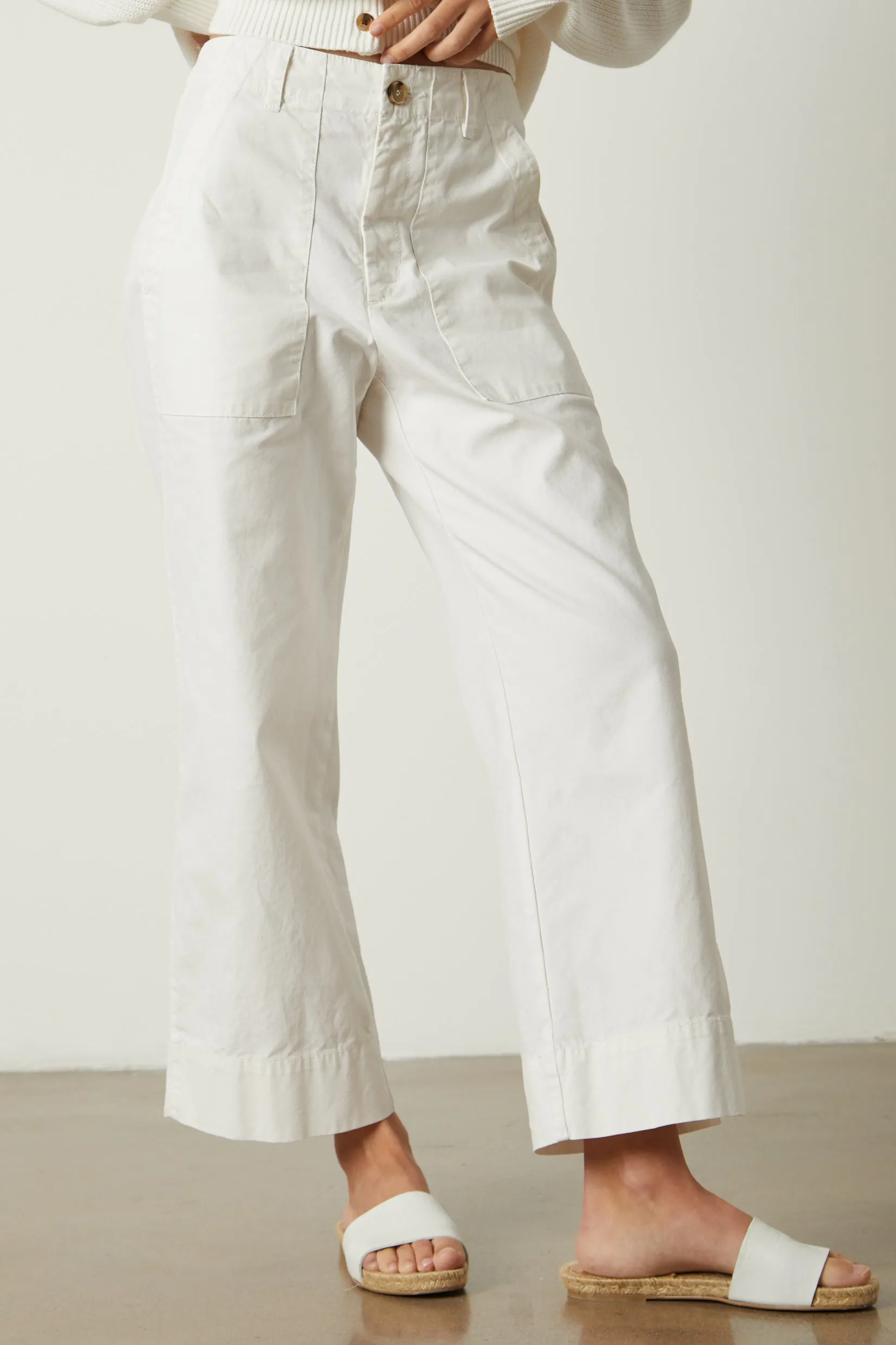 MYA COTTON CANVAS TROUSERS IN SLEET