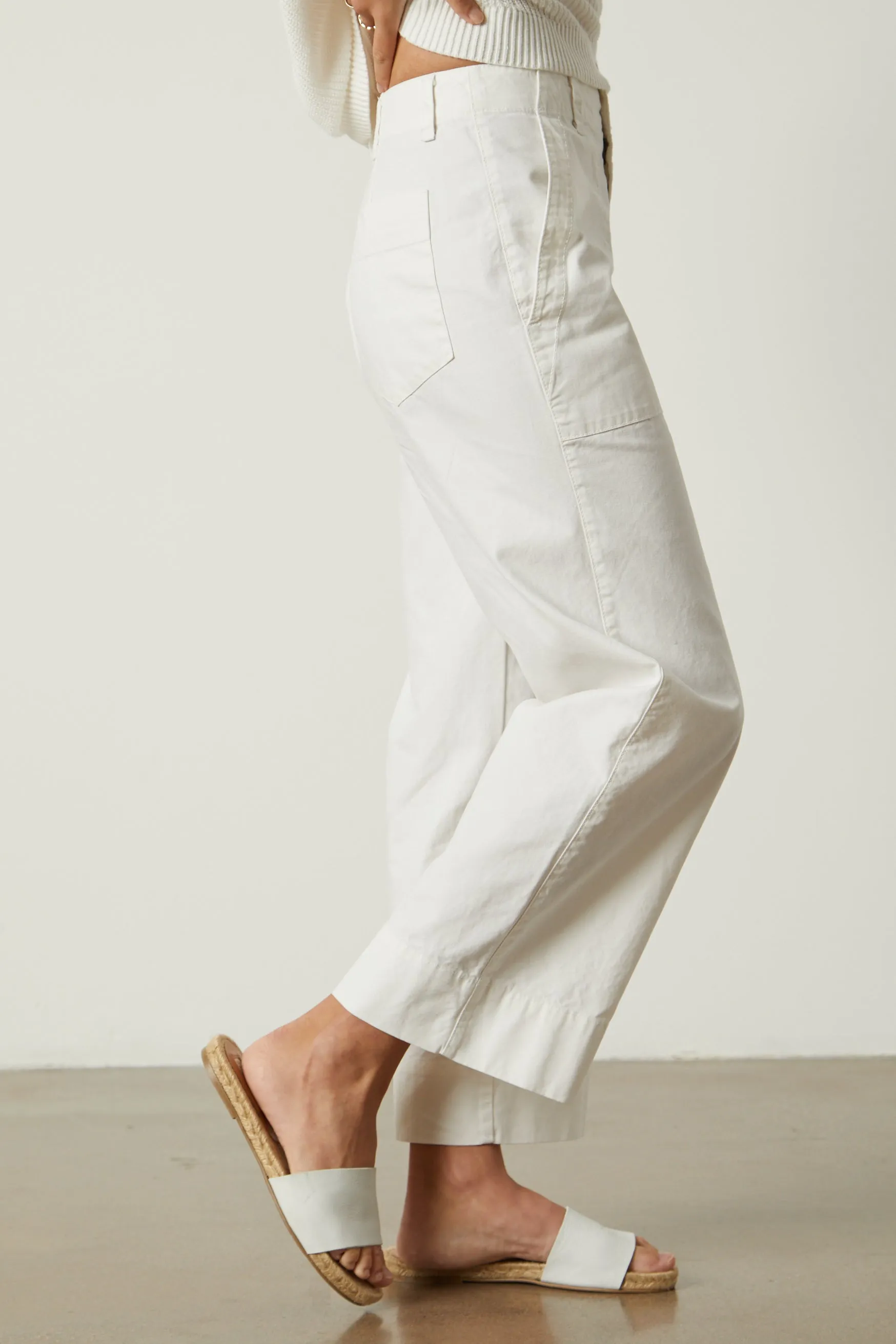 MYA COTTON CANVAS TROUSERS IN SLEET