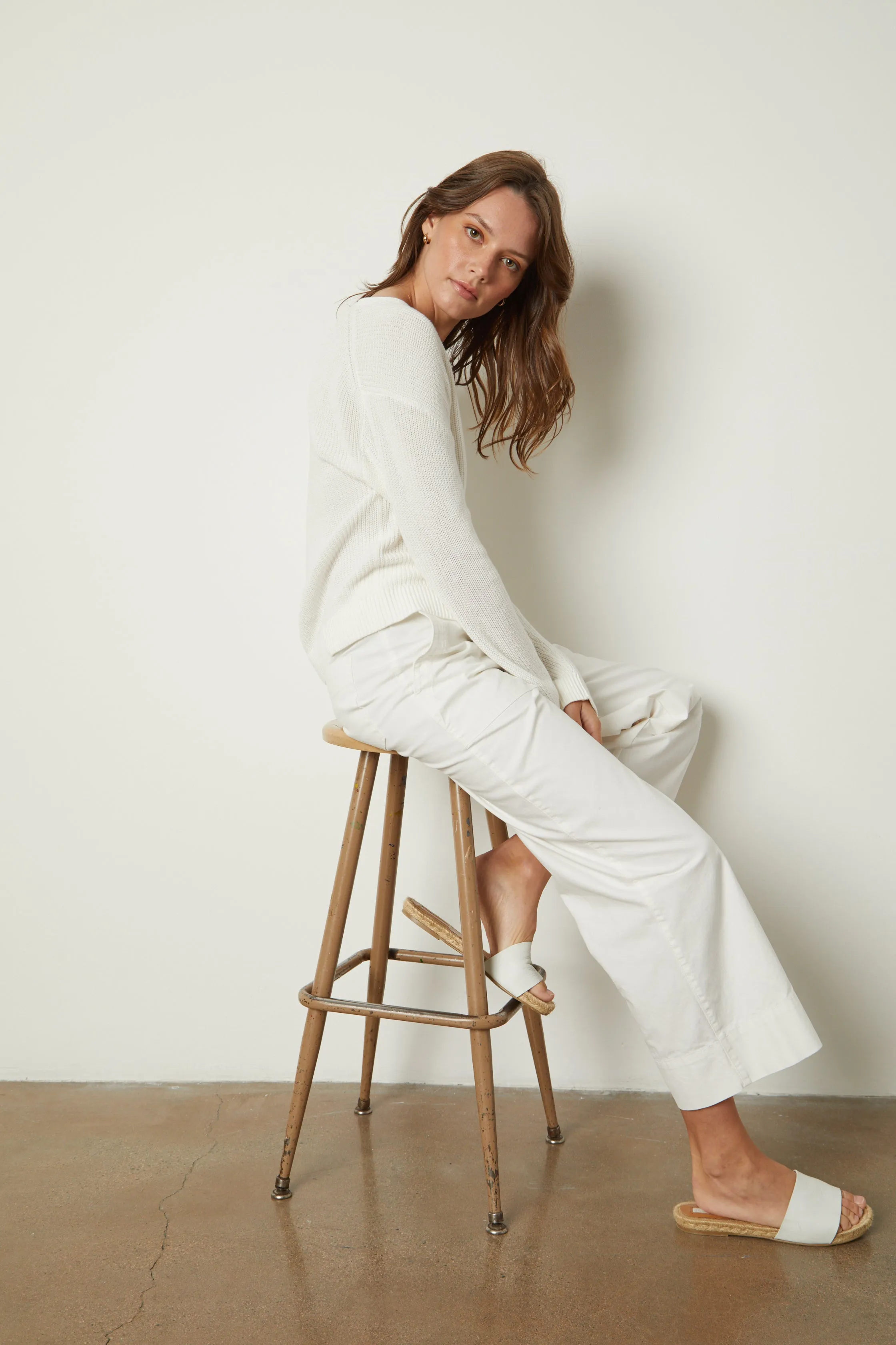 MYA COTTON CANVAS TROUSERS IN SLEET