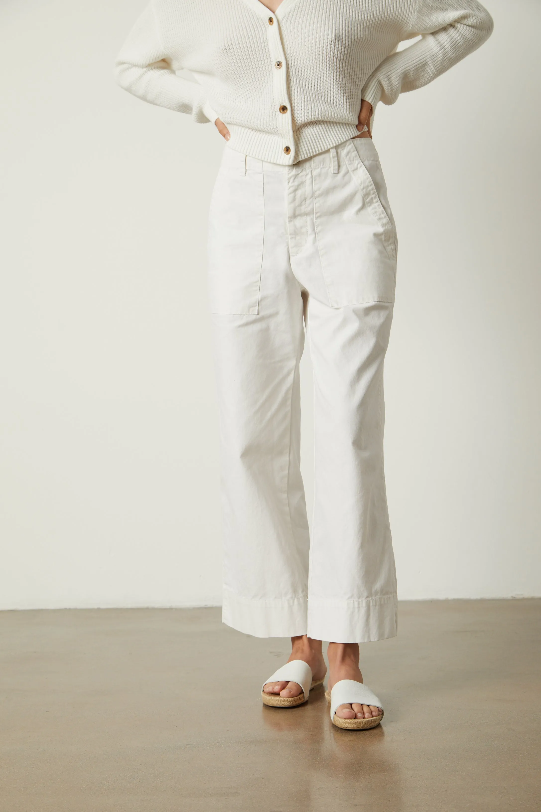 MYA COTTON CANVAS TROUSERS IN SLEET