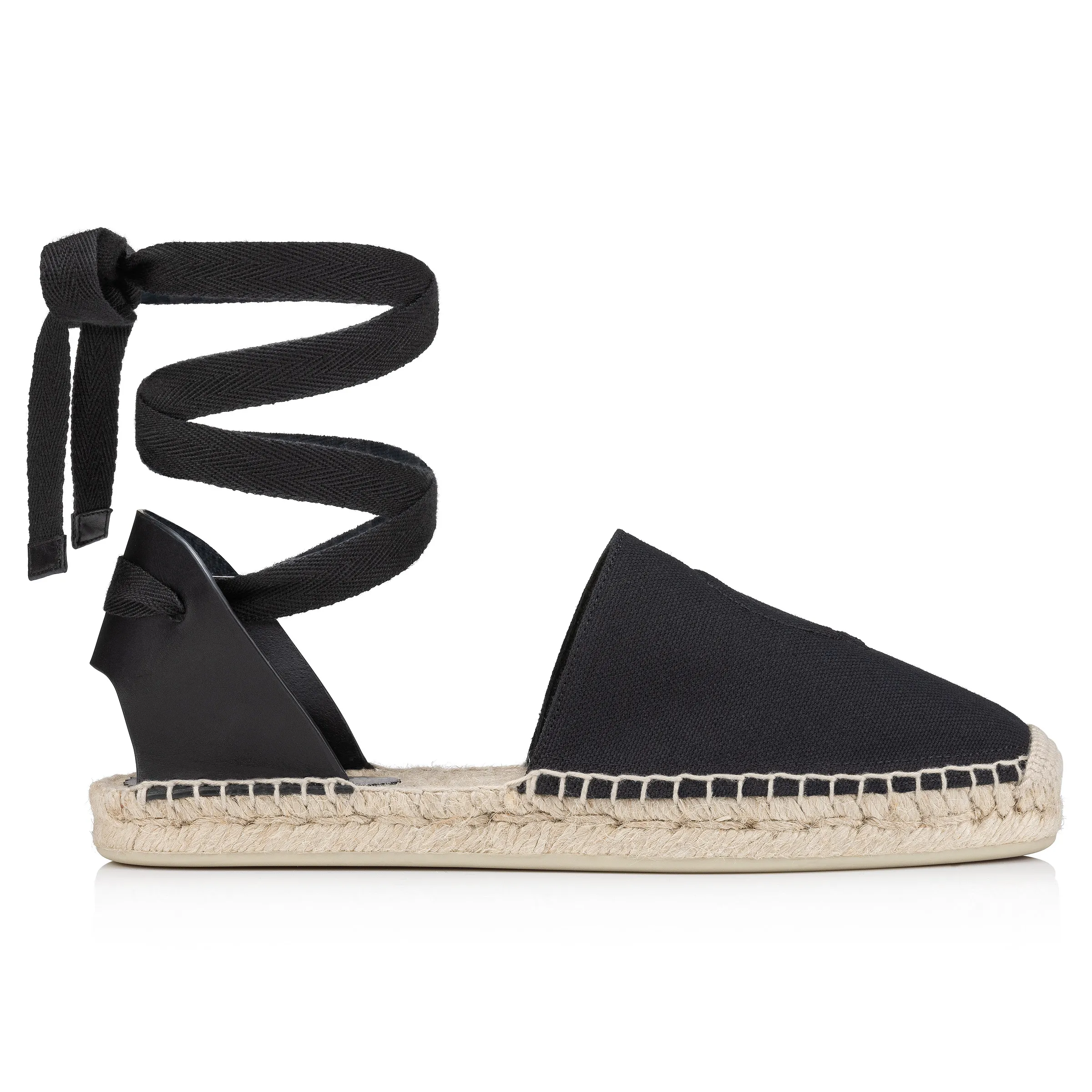 Nanou Lace CL Espadrilles - Olona canva and calf leather - Black - Women