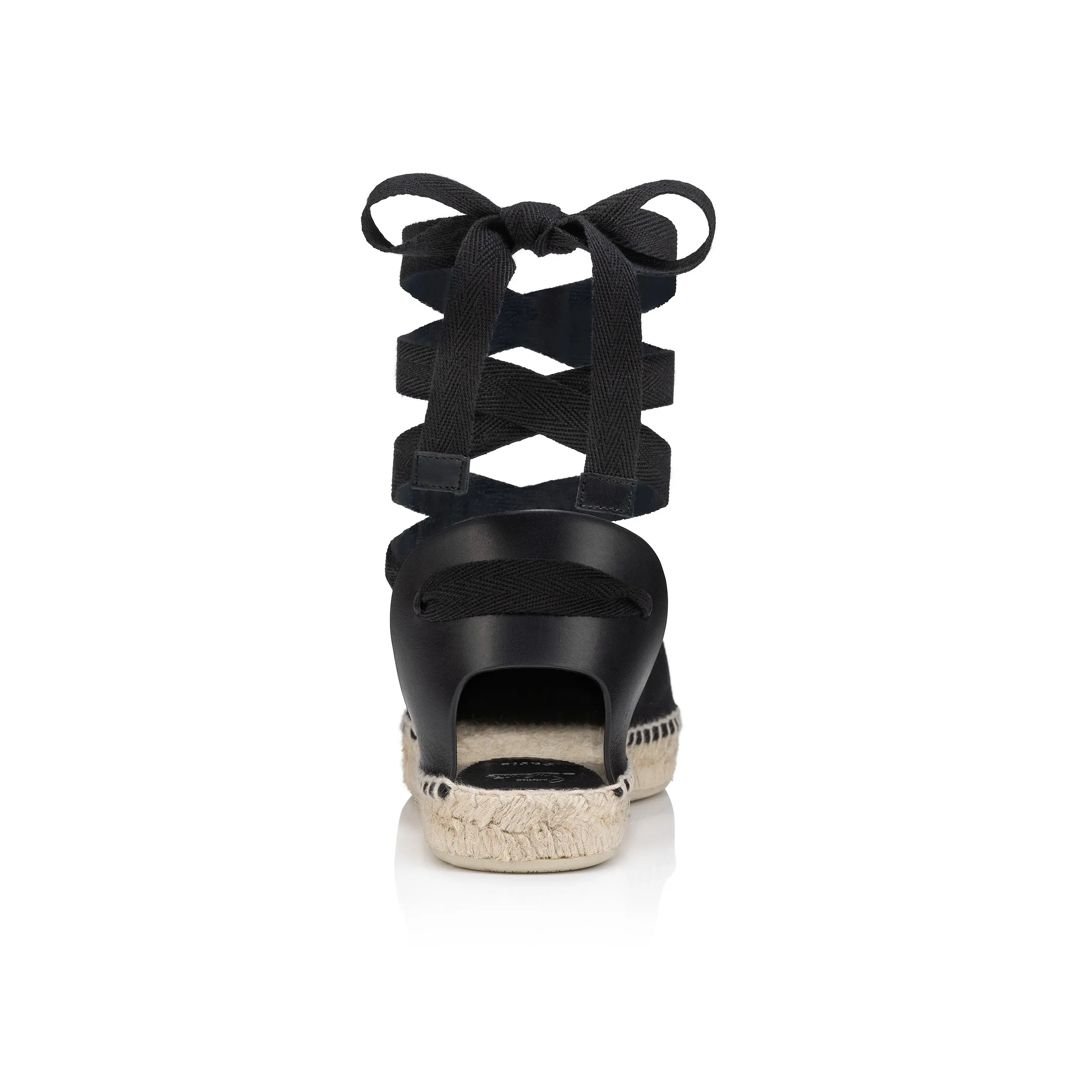 Nanou Lace CL Espadrilles - Olona canva and calf leather - Black - Women