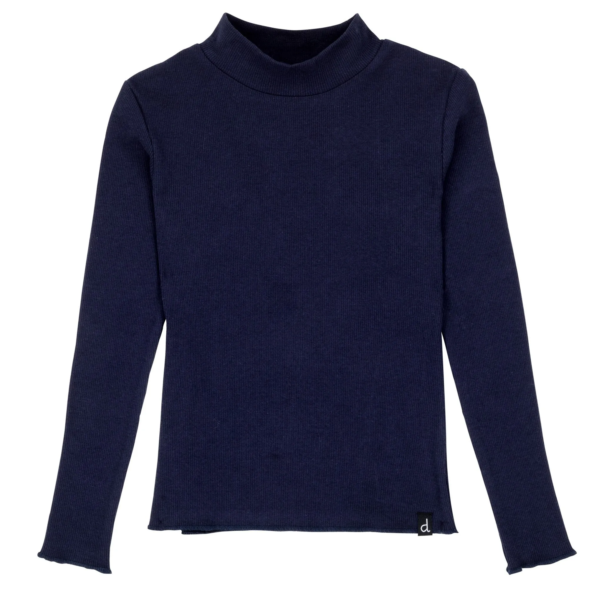 Nautical Ribbed High Neck Sweater - Navy Blue