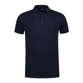 Navy Knit Polo Shirt with 3 Buttons