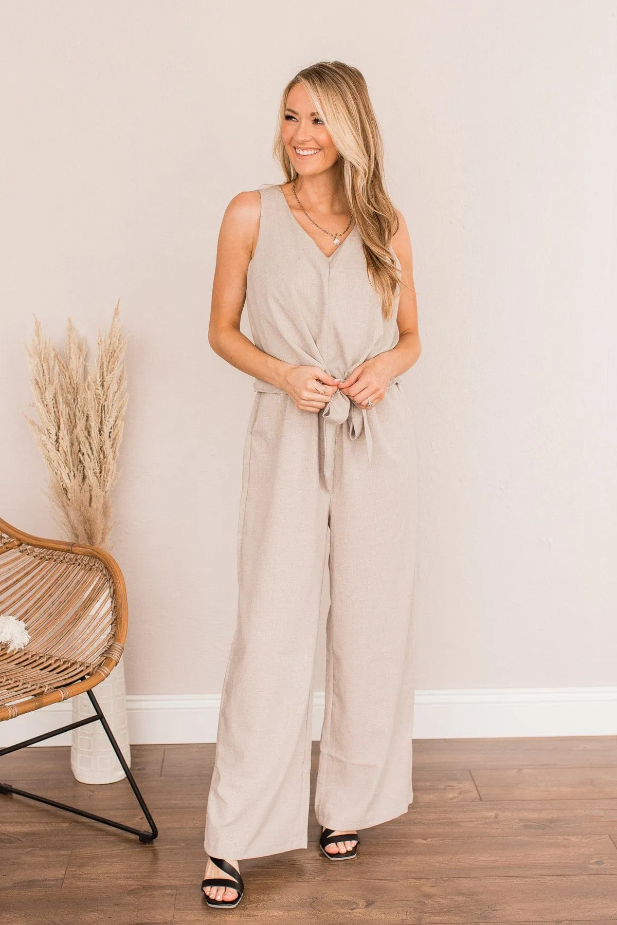 Light Taupe Jumpsuit - No Time For You