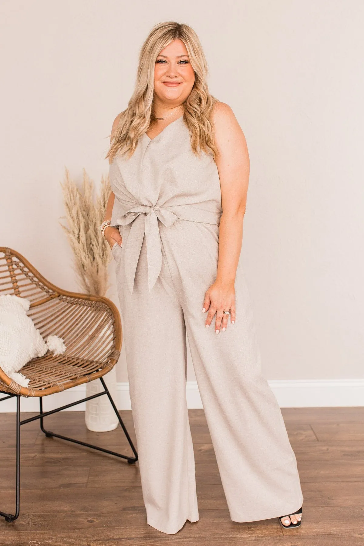 Light Taupe Jumpsuit - No Time For You