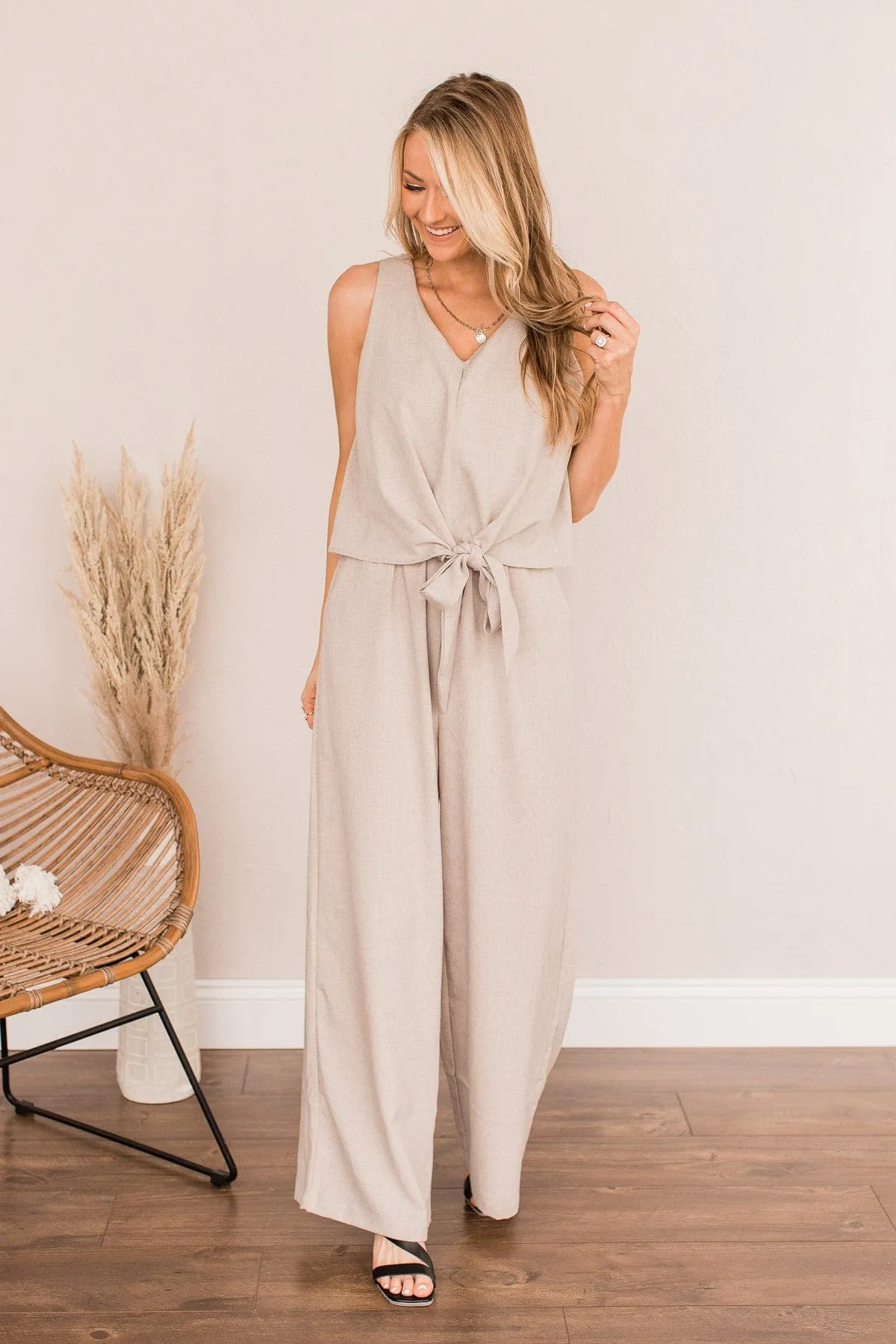 Light Taupe Jumpsuit - No Time For You