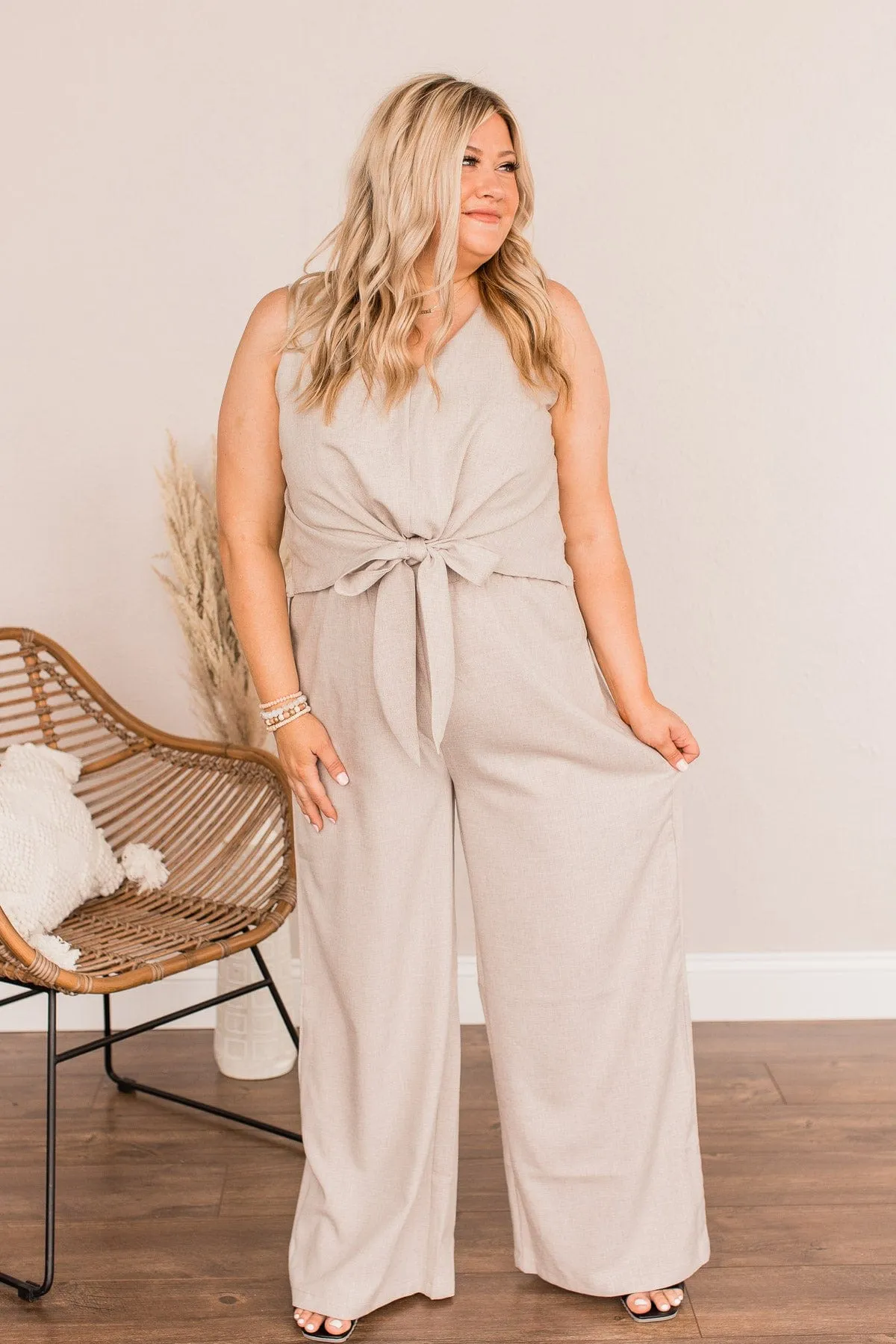 Light Taupe Jumpsuit - No Time For You