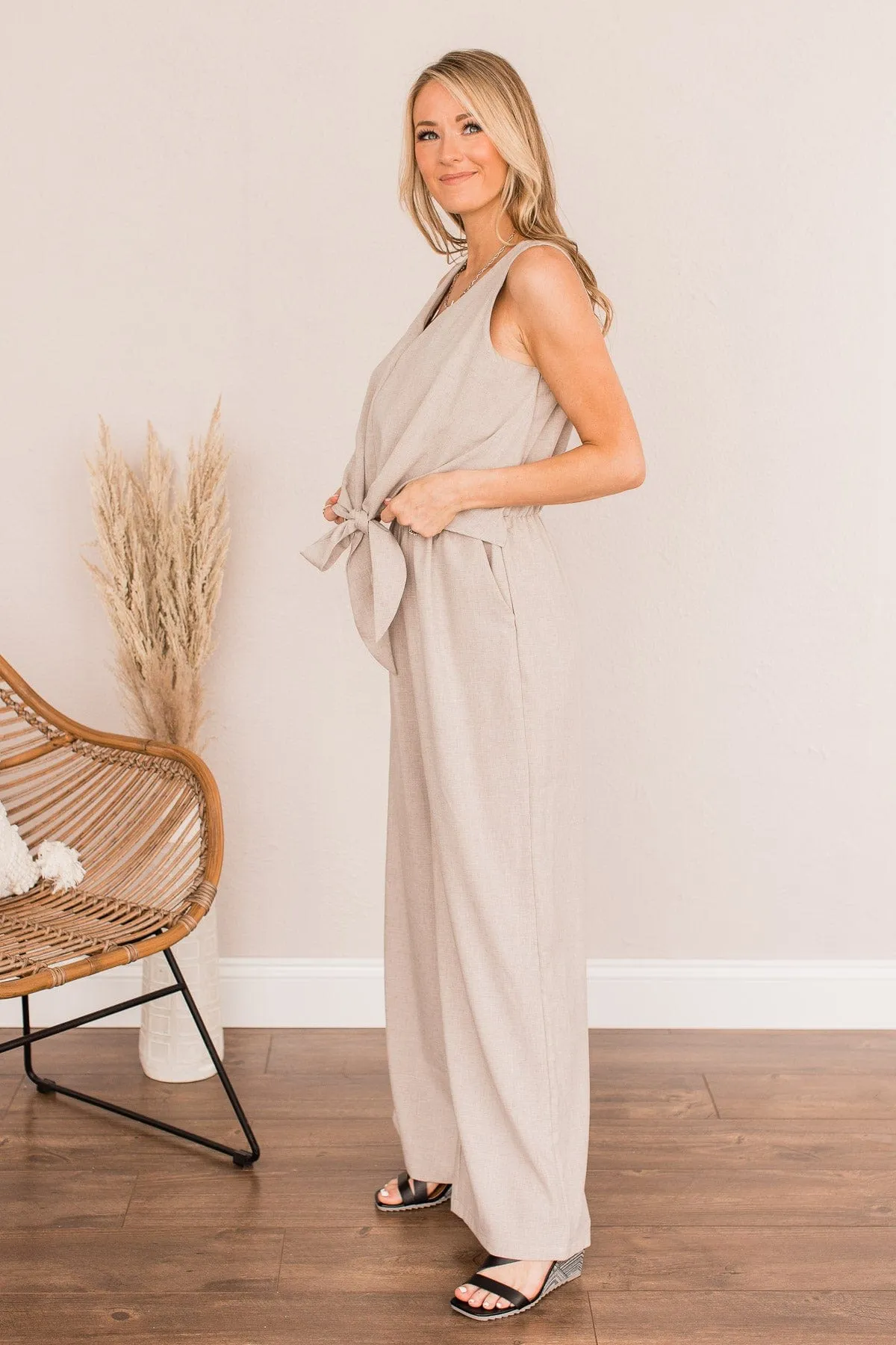 Light Taupe Jumpsuit - No Time For You