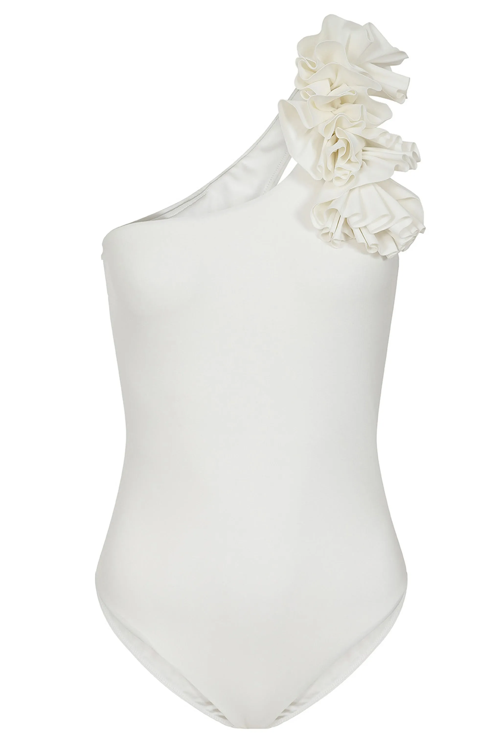 Octavias One Shoulder Floral Swimsuit - White