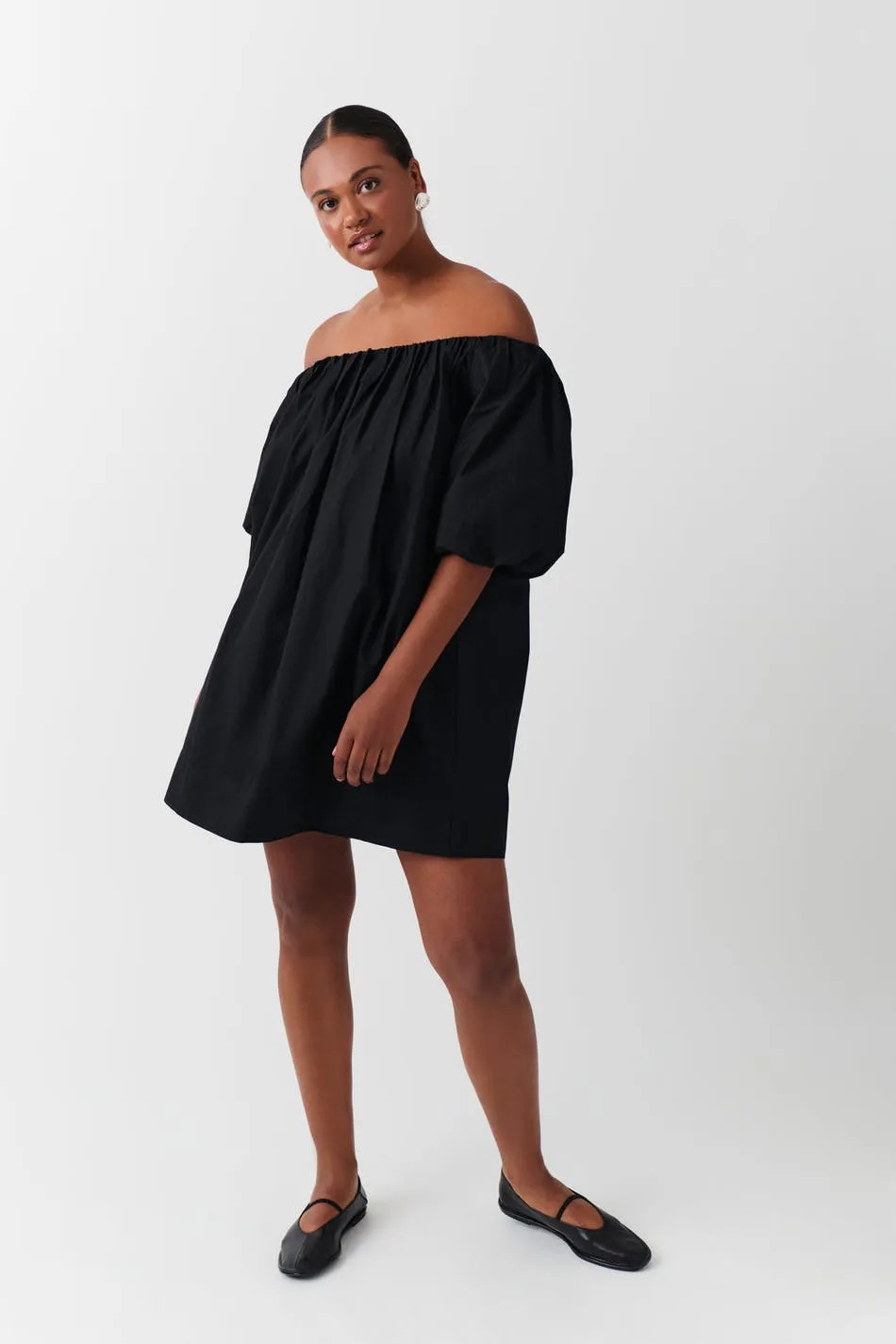 Off shoulder poplin dress