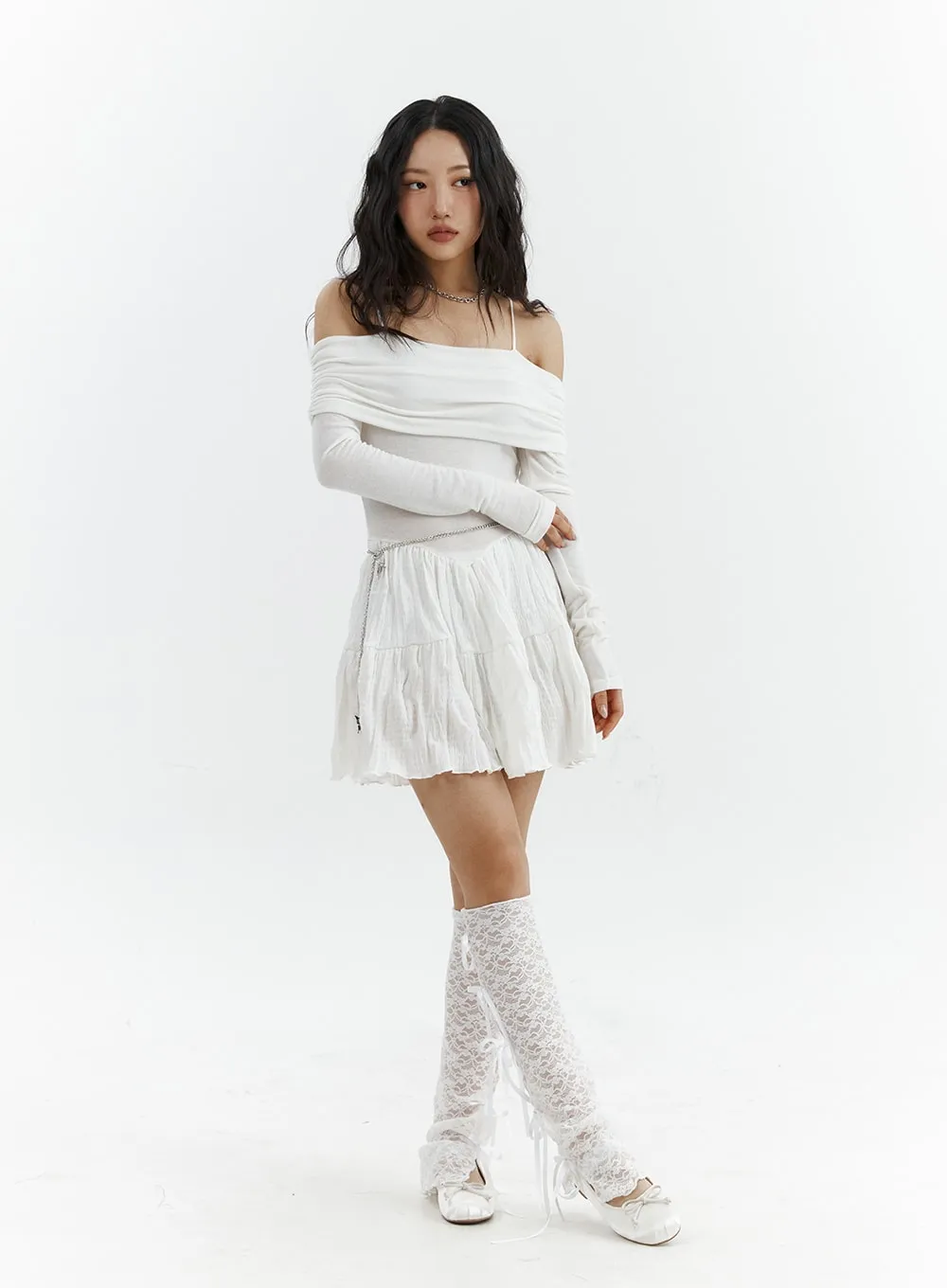 Off-Shoulder Ruffle Mini Dress CJ424 - Shop Now