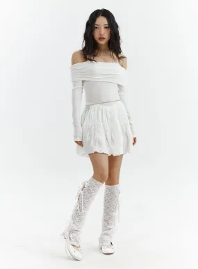 Off-Shoulder Ruffle Mini Dress CJ424 - Shop Now