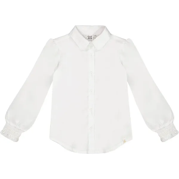 Off-White Button Front Shirt with Long Sleeves by Deux par Deux