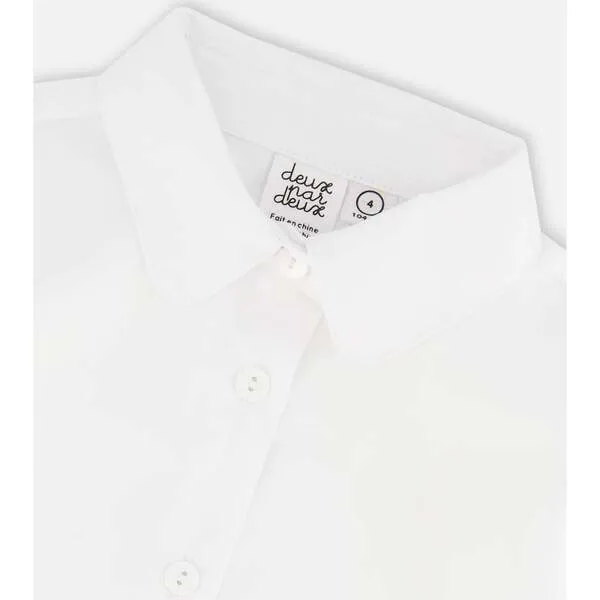 Off-White Button Front Shirt with Long Sleeves by Deux par Deux