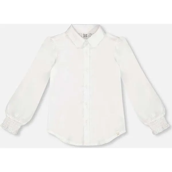 Off-White Button Front Shirt with Long Sleeves by Deux par Deux