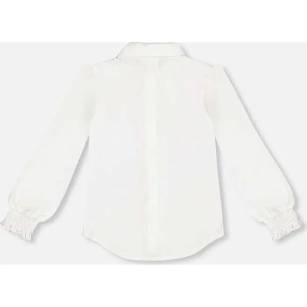 Off-White Button Front Shirt with Long Sleeves by Deux par Deux