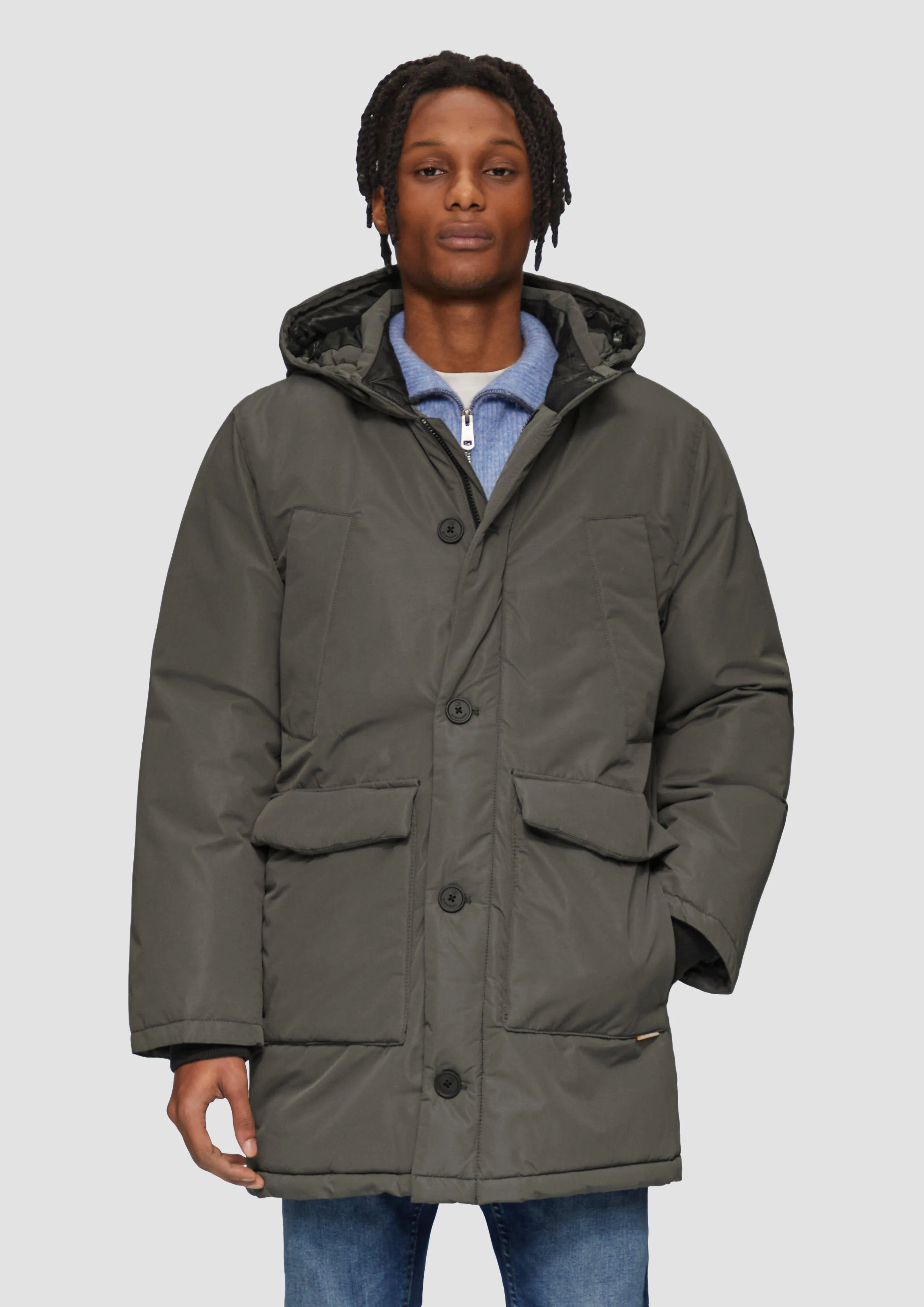 Padded parka with a hood