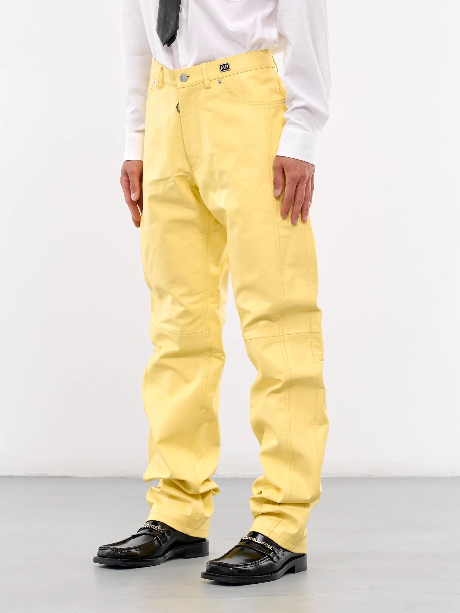 Paneled Leather Trousers (536LP05301-YELLOW)