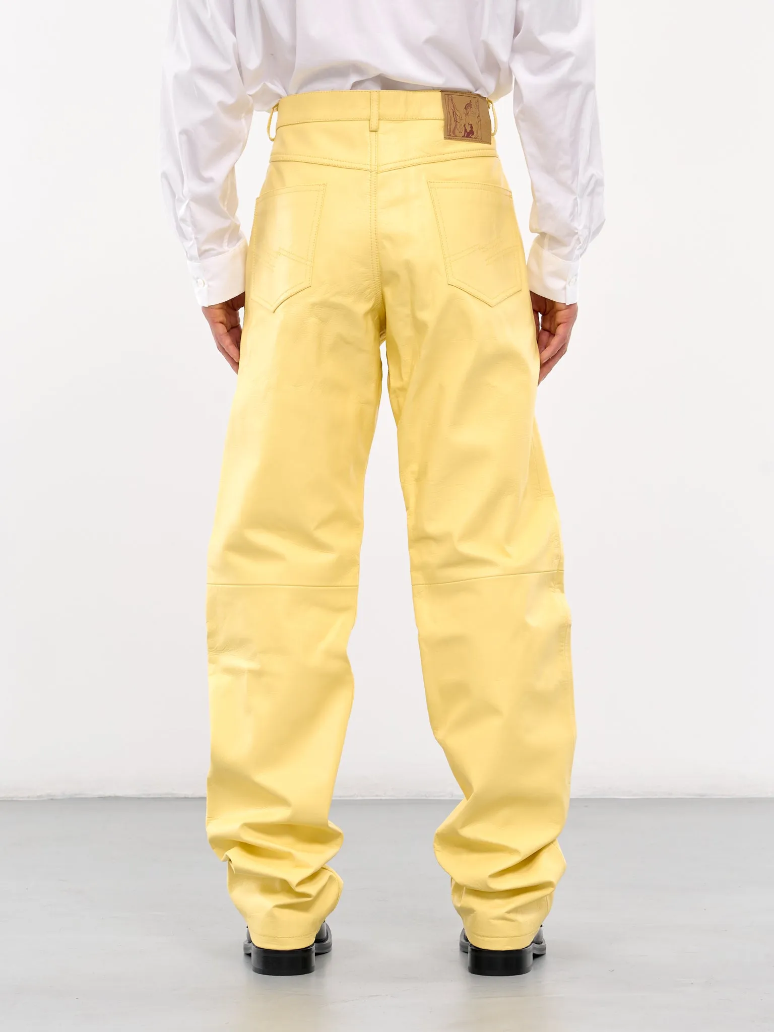 Paneled Leather Trousers (536LP05301-YELLOW)