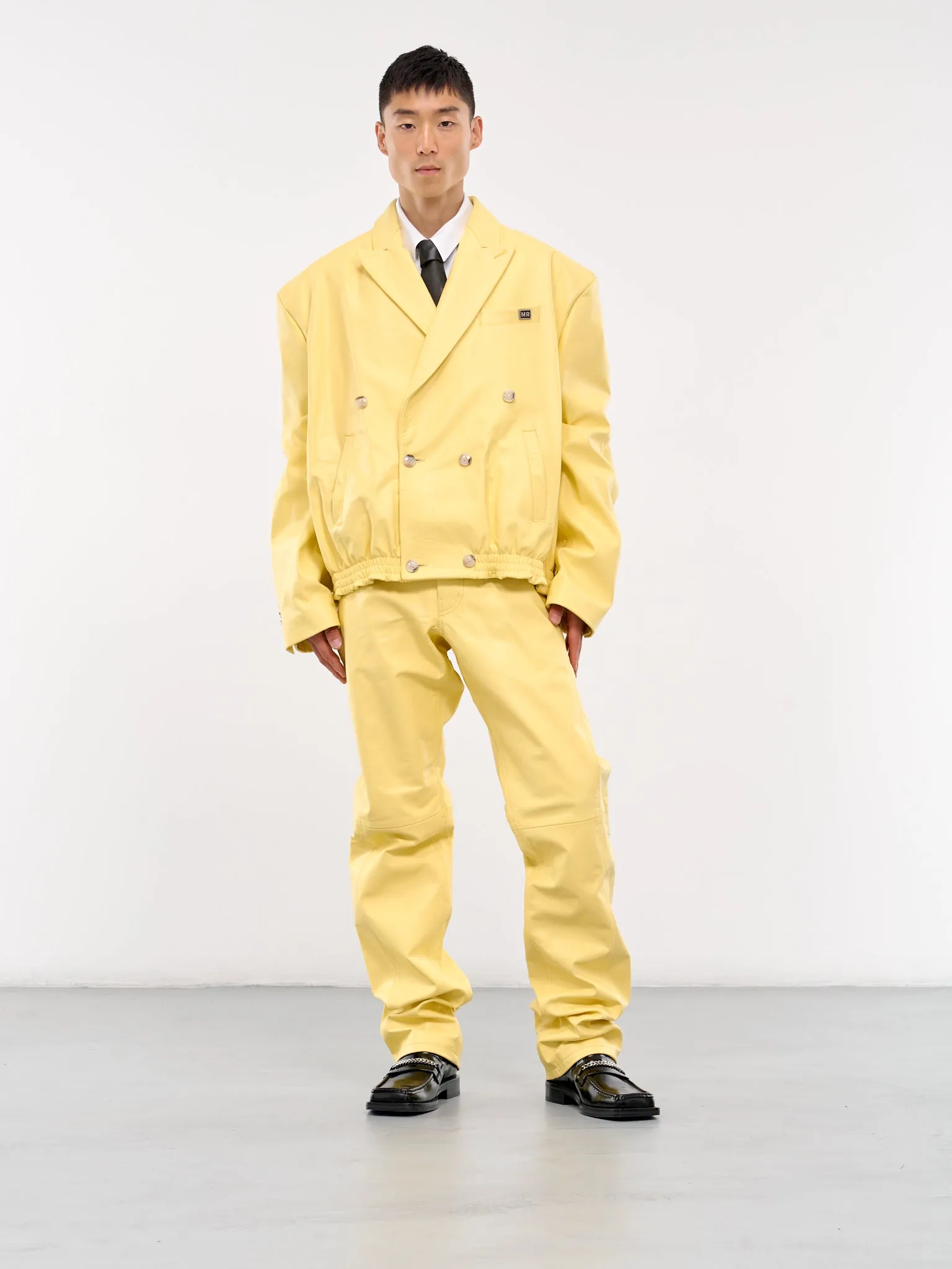 Paneled Leather Trousers (536LP05301-YELLOW)