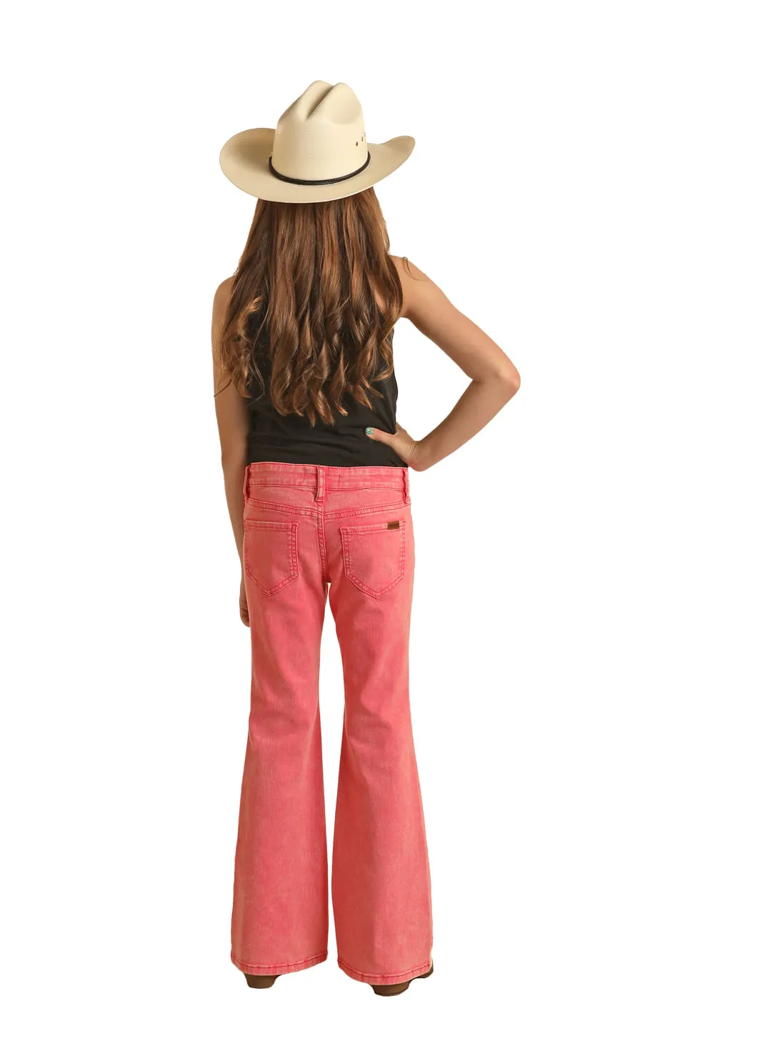 Panhandle Slim Pink Flare Jeans Girls Distressed