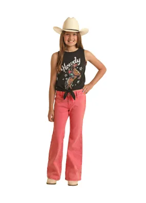 Panhandle Slim Pink Flare Jeans Girls Distressed