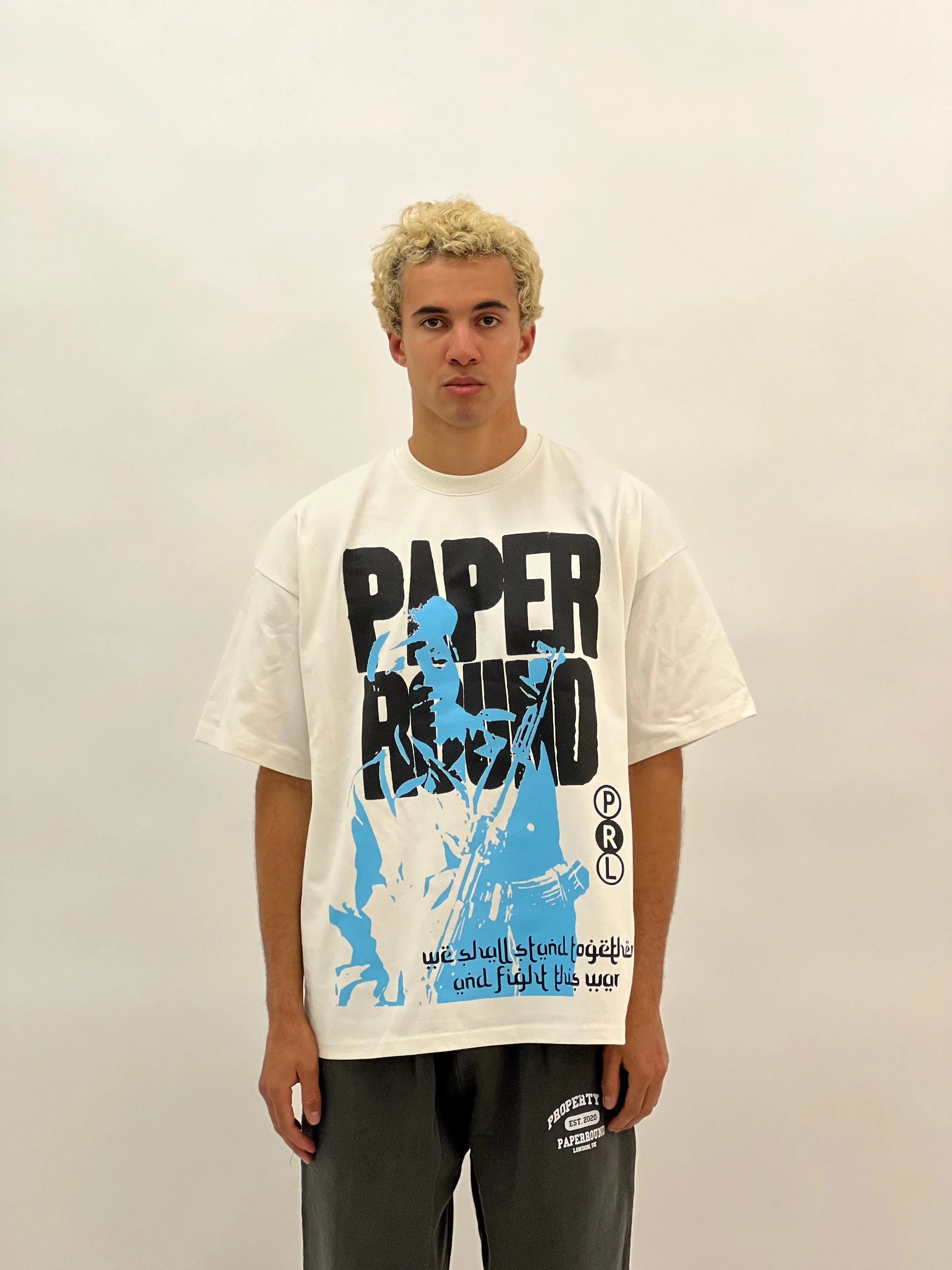 PAPER ROUND WHITE WAR T SHIRT