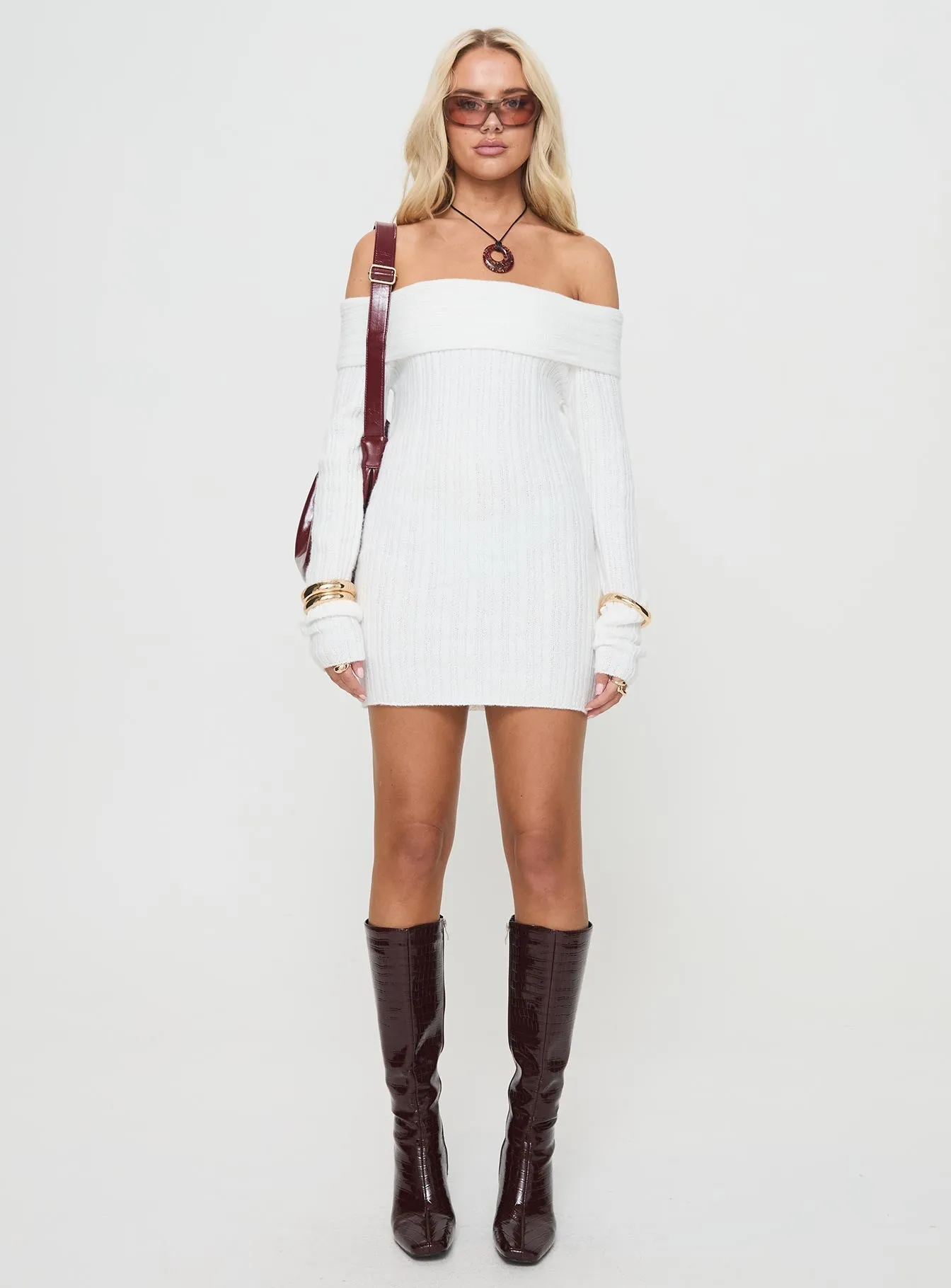 White Off Shoulder Mini Dress